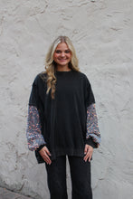 Load image into Gallery viewer, BlueVelvet Oversized Top with Contrasting Sleeves in Black-Charcoal
