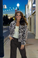 Load image into Gallery viewer, Mystree Animal Faux Fur Open Front Jacket in Stone Grey
