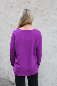 Jodifl V Neckline Solid Color Top in Purple