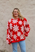 Load image into Gallery viewer, BiBi Christmas Snowflake Pullover Top in Red
