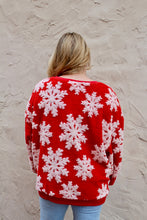 Load image into Gallery viewer, BiBi Christmas Snowflake Pullover Top in Red
