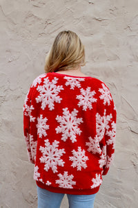 BiBi Christmas Snowflake Pullover Top in Red