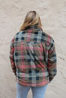 Davi & Dani Plaid Jacket in Olive/Orange