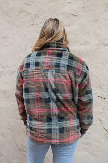Davi & Dani Plaid Jacket in Olive/Orange