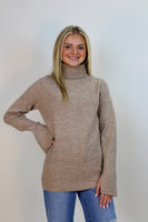 Easel Solid Color Textured Knit Sweater in Oatmeal