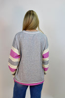 BiBi French Terry Top with Patchwork in Heather Grey