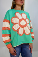 BiBi French Terry Top with Patchwork in Mint