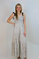 J.nna Floral Tiered Maxi Dress in Black