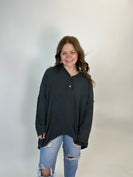 Beyond Capri Hooded Gauze Tunic Top in Charcoal