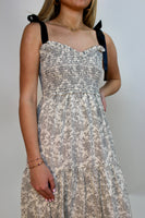 J.nna Floral Tiered Maxi Dress in Black