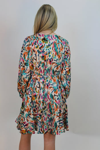 Jodifl Abstract Print Dress in Teal