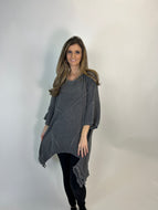 Beyond Capri  Fringe Detailed Tunic Top in Charcoal
