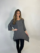 Beyond Capri  Fringe Detailed Tunic Top in Charcoal