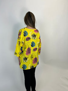 Beyond Capri 90's Bubble Print Tunic Top in Yellow