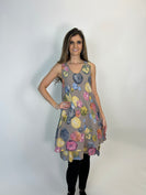 Beyond Capri Bubble Print Tiered Tank Dress in Taupe