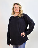 Umgee Solid Color French Terry Top in Black