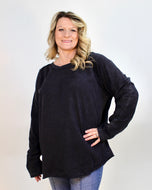 Umgee Solid Color French Terry Top in Black