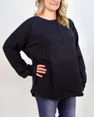 Umgee Solid Color French Terry Top in Black