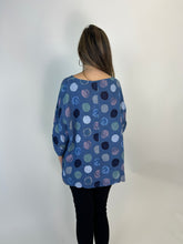 Load image into Gallery viewer, Yolly Linen Top with Multi Colored Dot Print in Blue
