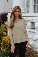 In February Mineral Washed Top in Taupe