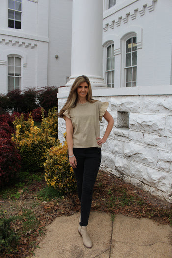 In February Mineral Washed Top in Taupe