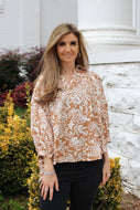 Jodifl OVERSIZED Two Toned Floral Print Top in Taupe