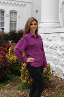 Jodifl Solid Color Lace Button Down Top in Orchid