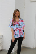 Jodifl Flower Print Boxy Top in Mauve