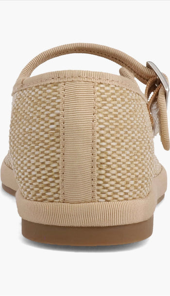 MIA 1976 "MONROE" Mary Jane Flat in Natural Raffia