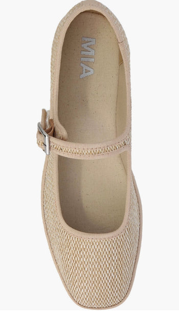 MIA 1976 "MONROE" Mary Jane Flat in Natural Raffia