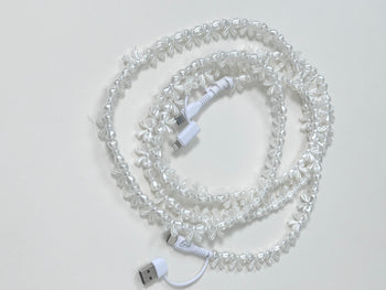 Erimish 6.6 Foot Beaded Phone Charger in Pearl Bow