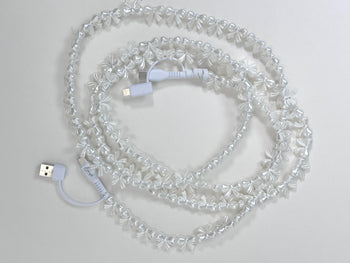 Erimish 6.6 Foot Beaded Phone Charger in Pearl Bow