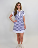 entro Floral Moroccan Pattern Dress in Navy