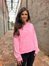 Load image into Gallery viewer, Easel Terry Knit Top with Flower Patch in Cotton Pink
