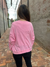 Load image into Gallery viewer, Easel Terry Knit Top with Flower Patch in Cotton Pink
