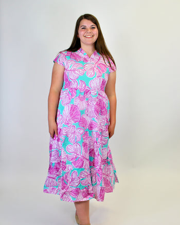 Aryeh LUCILLE Tiered Maxi Dress in Pink/Sky M Aryeh LUCILLE Tiered Maxi Dress in Pink/Sky M