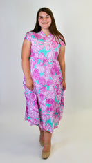 Aryeh " LUCILLE" Tiered Maxi Dress in Pink/Sky