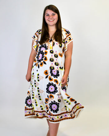umgee boho dress Umgee USA Embroidered Split Neck Bohemian Dress | Size Small | New With Tags