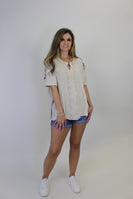 Easel Textured Ribbed Knit Top in Khaki