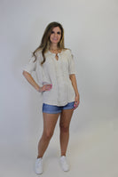 Easel Textured Ribbed Knit Top in Khaki