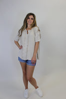 Easel Textured Ribbed Knit Top in Khaki