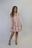 FATE Floral Print Mini Dress in Cream Multi