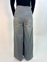 Load image into Gallery viewer, Easel High Rise Denim Double Button Wide Leg Pants in Black Denim
