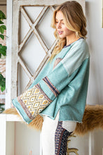 Load image into Gallery viewer, Oli &amp; Hali Mixed Fabric Sweater in Mint Sweaters Oli &amp; Hali   
