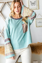 Load image into Gallery viewer, Oli &amp; Hali Mixed Fabric Sweater in Mint Sweaters Oli &amp; Hali   
