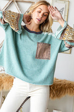 Load image into Gallery viewer, Oli &amp; Hali Mixed Fabric Sweater in Mint Sweaters Oli &amp; Hali   
