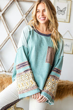 Load image into Gallery viewer, Oli &amp; Hali Mixed Fabric Sweater in Mint Sweaters Oli &amp; Hali   
