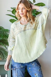 Oli & Hali Mixed Fabric Dolman Top in Sage Shirts & Tops Oli & Hali   