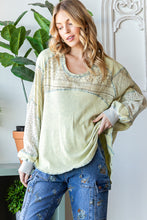 Load image into Gallery viewer, Oli &amp; Hali Mixed Fabric Dolman Top in Sage Shirts &amp; Tops Oli &amp; Hali   
