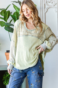 Oli & Hali Mixed Fabric Dolman Top in Sage Shirts & Tops Oli & Hali   